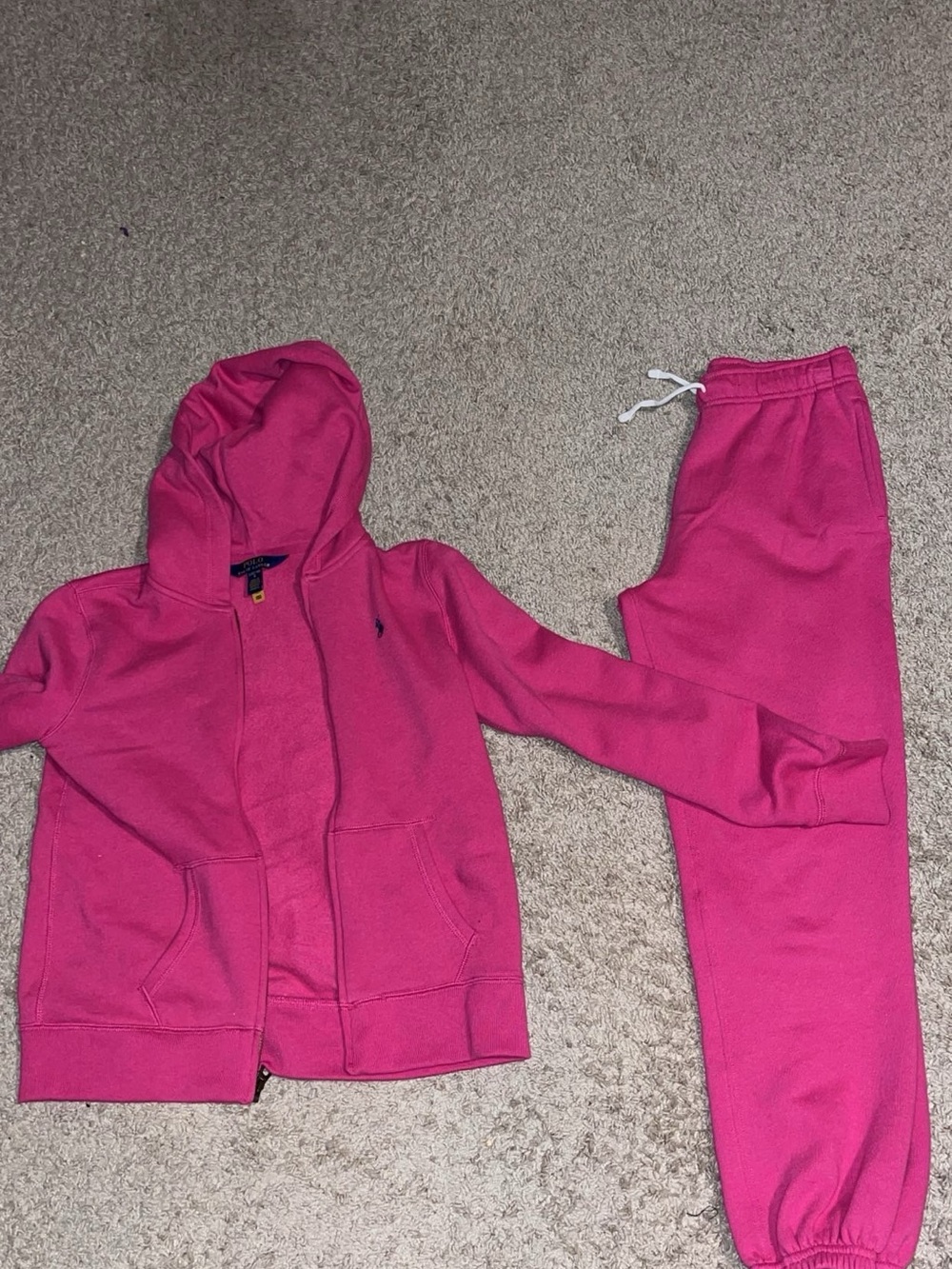 Polo by Ralph Lauren Hot Pink Kids Zip Hoodie & Jogger Set